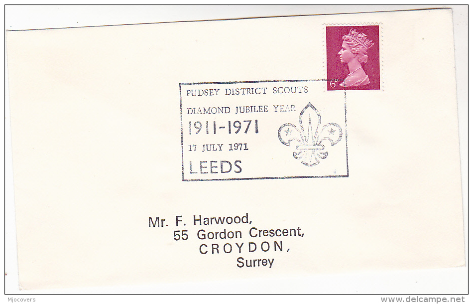 1971  Leeds GB PUDSEY SCOUTS EVENT Pmk COVER Scouting Stamps - Covers & Documents