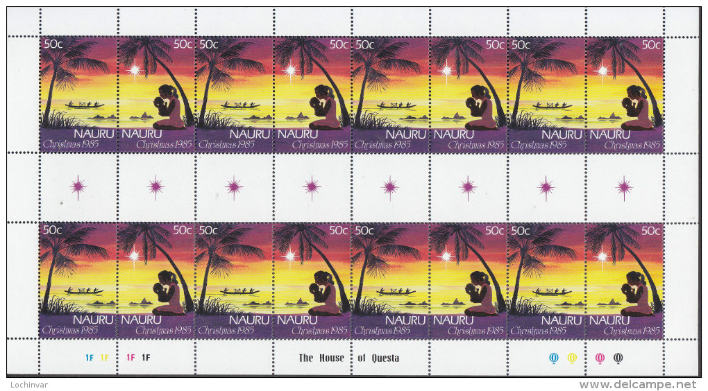 NAURU, 1985 XMAS COMP SHEET 8 PAIRS MNH - Nauru