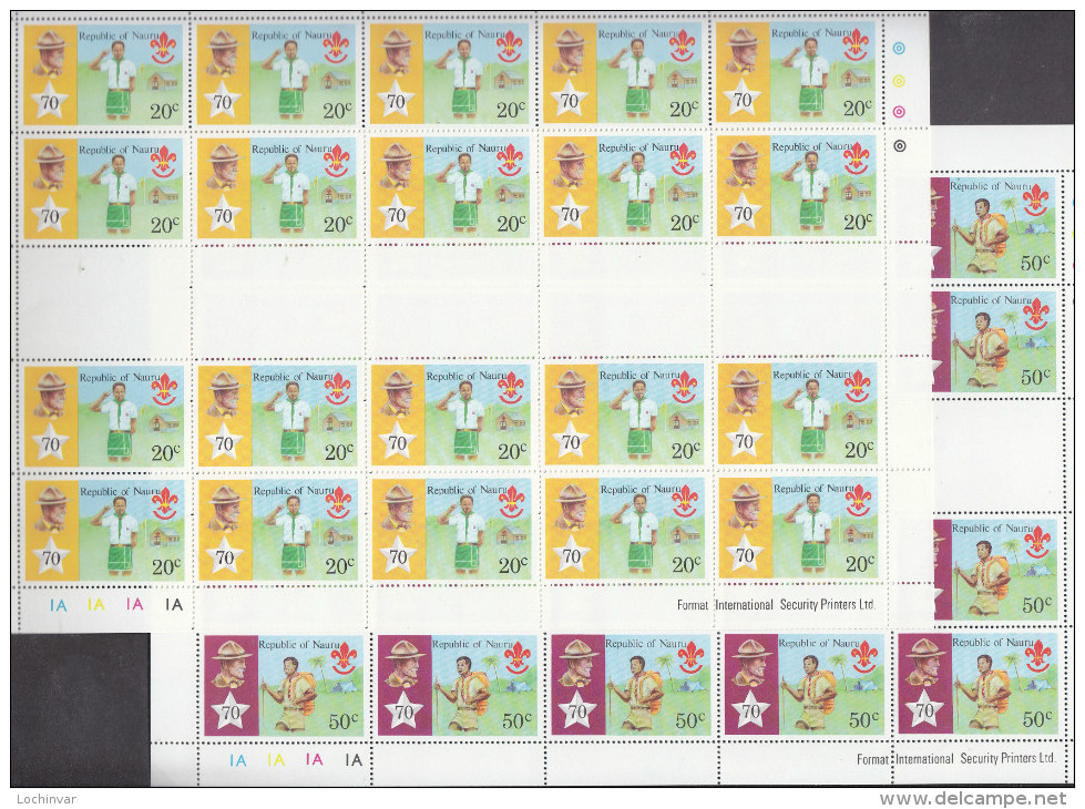 NAURU, 1978 SCOUTS 3 COMP SHEETS 20 MNH - Nauru