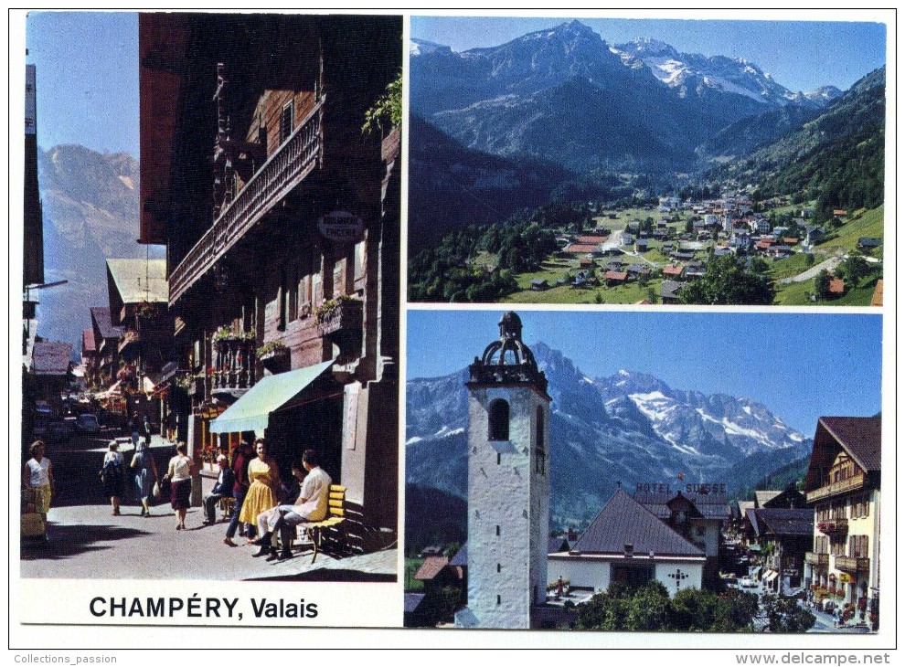 Cp , SUISSE , VALAIS , CHAMPERY , écrite , N° 19330 , Multi-vues - Champéry