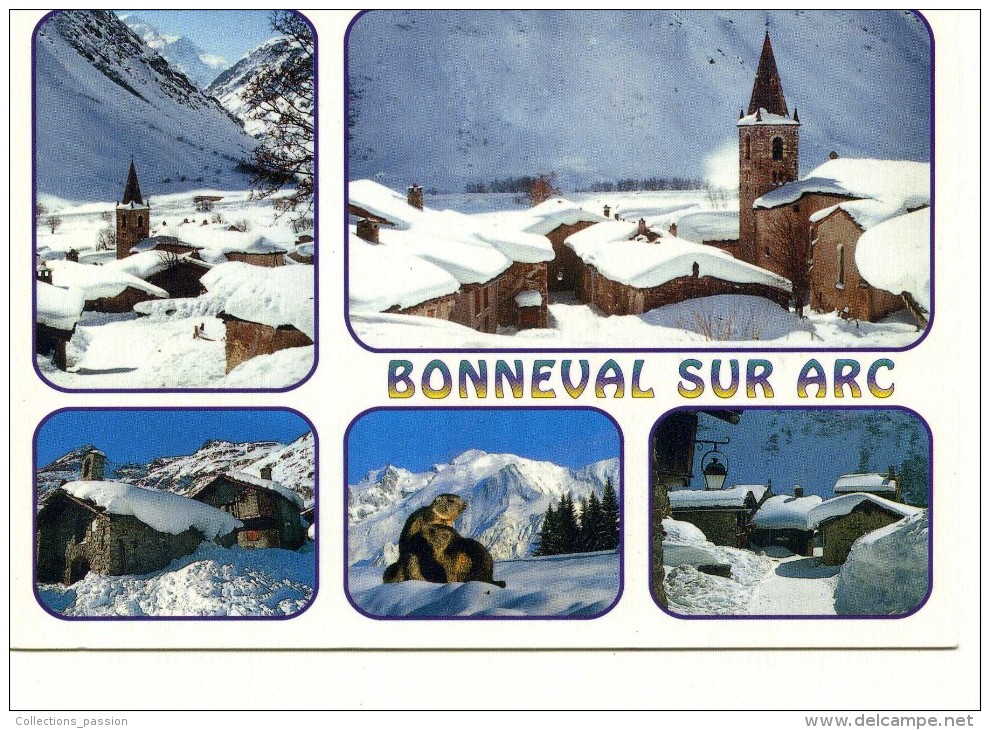 Cp , 73 , BONNEVAL SUR ARC , Multi-vues , Massif De La VANOISE , écrite , Timbrée , Ed : Seca - Bonneval Sur Arc