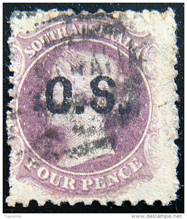 SOUTH AUSTRALIA 1876 4d Queen Victoria SERVICE USED ScottO38 CV$5 WATERMARK : 7 - Gebraucht