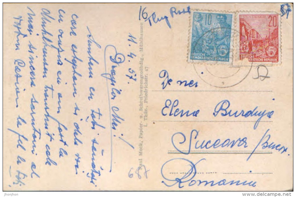 Deutschland -  Postcard Used 1957 -Muhlhausen - Am Lindenbuhl - 2/scans - Muehlhausen