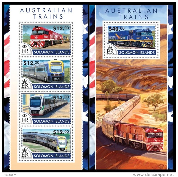 SOLOMON Isl. 2015 - Australian Trains. M/S + S/S - Solomoneilanden (1978-...)