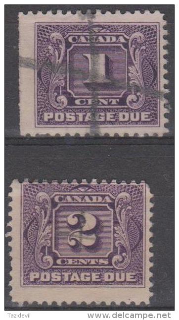 CANADA - 1906 1c, 2c Postage Dues. Scott J1, J2. Used - Postage Due