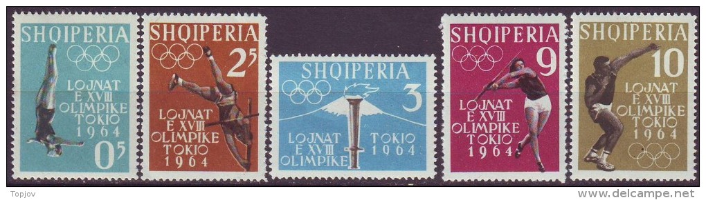 ALBANIA  - OLYMPIC TOKIO SET  - ATHLETIC - POLE  VAULT - SPEAR - BALL - TORCH - 1962 - **MNH - Jumping