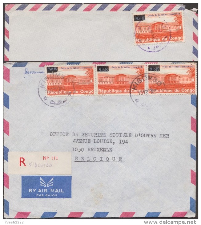 Congo Kin 1968. COB 666. 2 Lettres. Surcharges Différentes (dans Une Bande). 9.6 K Sur 4 F. Palais Des Nations - Afgestempeld