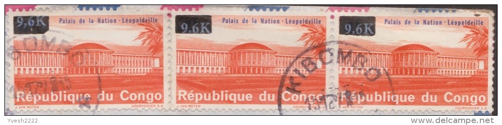 Congo Kin 1968. COB 666. 2 Lettres. Surcharges Différentes (dans Une Bande). 9.6 K Sur 4 F. Palais Des Nations - Used