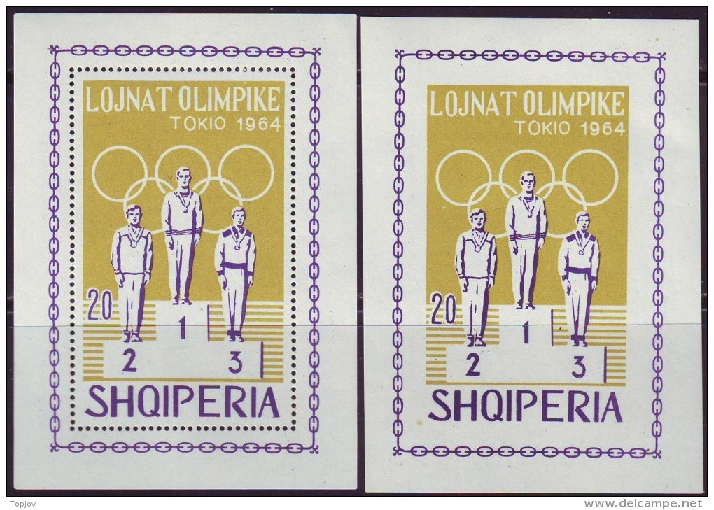 ALBANIA  - OLYMPIC TOKIO SET + IMPERF + Bl - ATHLETIC - CYCLING - FOOTBALL - CANOE - HOCKEY - 1964 - **MNH - Springreiten