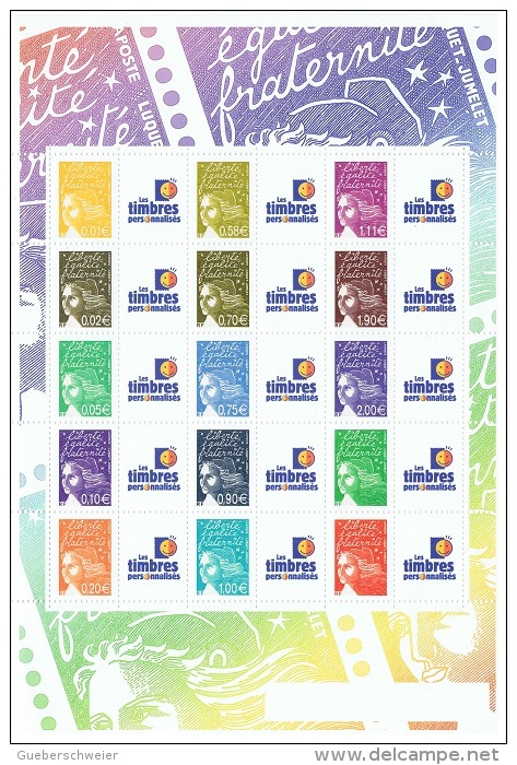 Feuillet De 15 Mariannes Du 14 Juillet Personnalisés N° F3688B Neufs** Logo Timbres Personnalisés - Autres & Non Classés