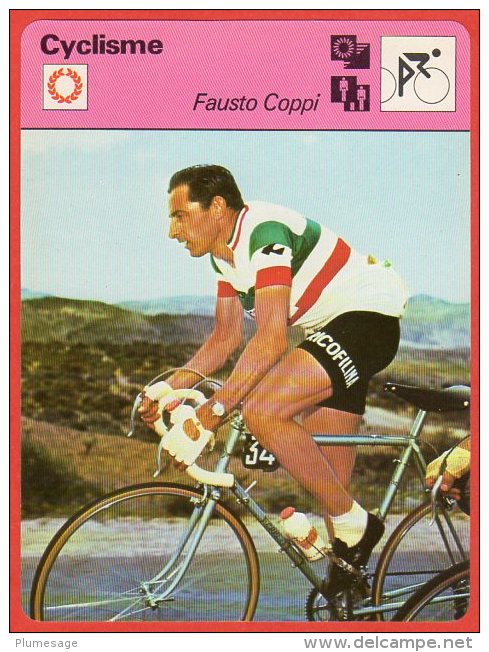 Cyclisme - Fausto Coppi  Coureur Italien ( Fiche Cartonnée ) - Wielrennen