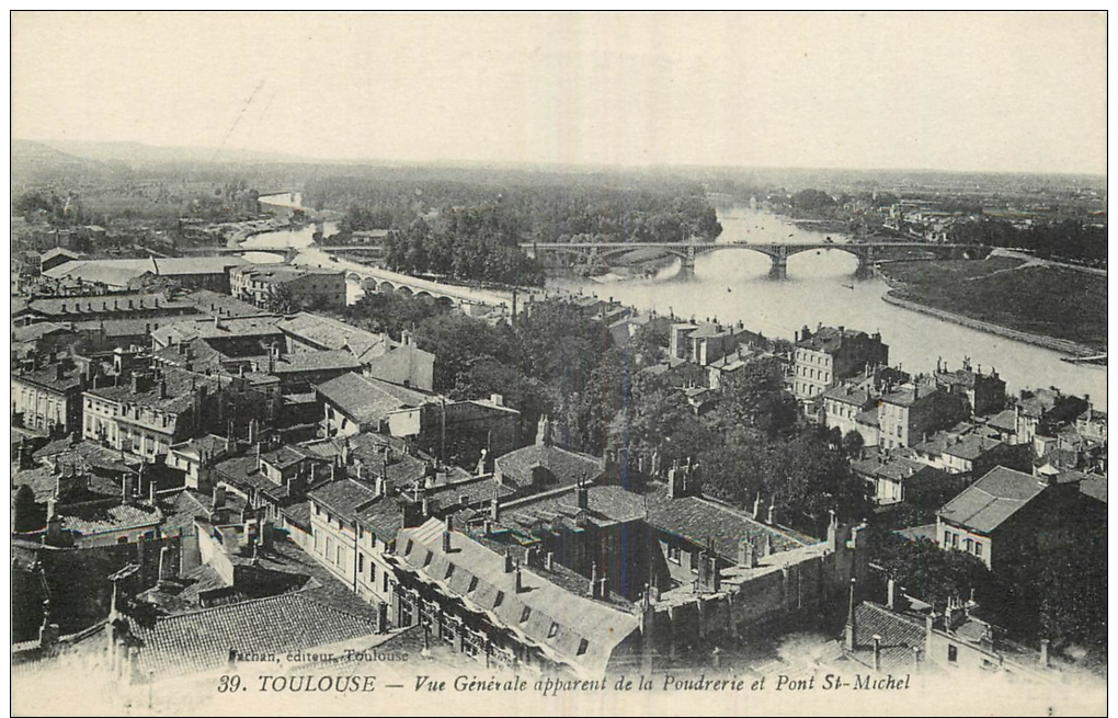 31-368  CPA  TOULOUSE  Vue Générale Apparent De La Poudrerie Et Pont St Michel       Belle Carte - Toulouse