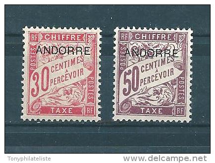 Timbres Taxe D´andorre De 1931/32  N°3 Et 4  Neufs  Charnière - Nuovi