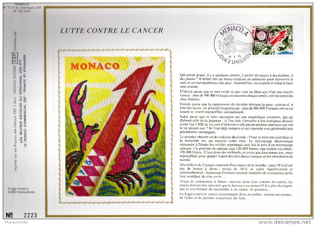 Feuillet Tirage Limité CEF 77 Soie Lutte Contre Le Cancer - Covers & Documents