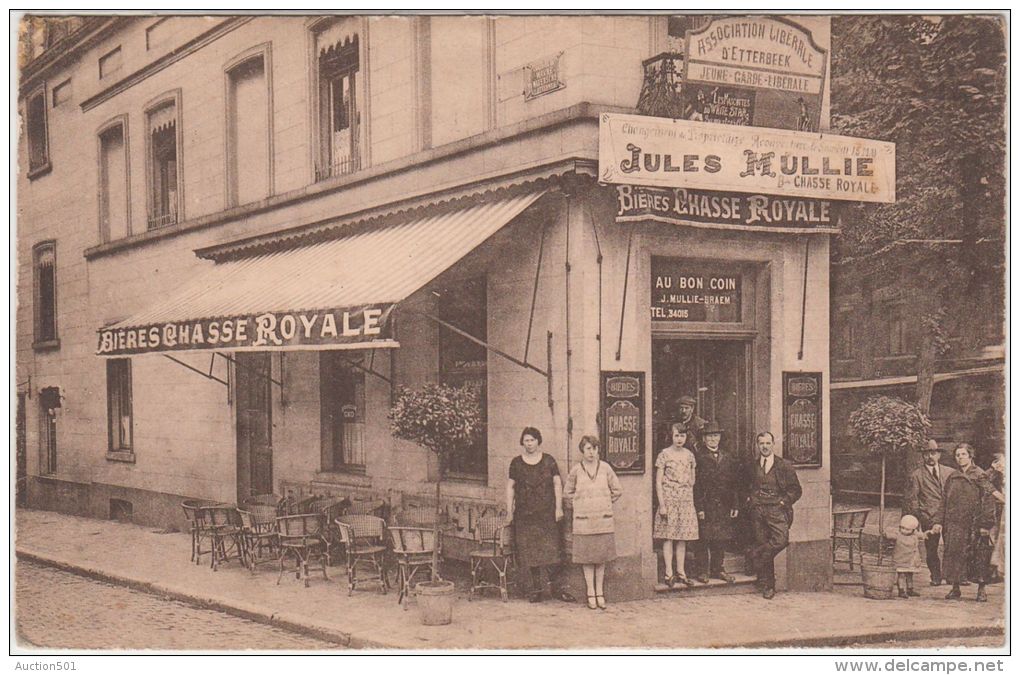 25956g CAFE BON COIN - J. MULLIE - BRAEM - BIERES CHASSE ROYALE - 335 AVENUE D'AUDERGHEM - Etterbeek - 1905 - Etterbeek