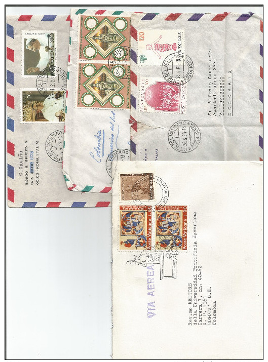 CIUDAD DEL VATICANO, LOTE DE 4 CARTAS CORREO AEREO HISTORIA POSTAL - VATICANO - Luftpost