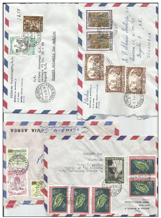 CIUDAD DEL VATICANO, LOTE DE 4 CARTAS CORREO AEREO ,HISTORIA POSTAL - VATICANO - Aéreo