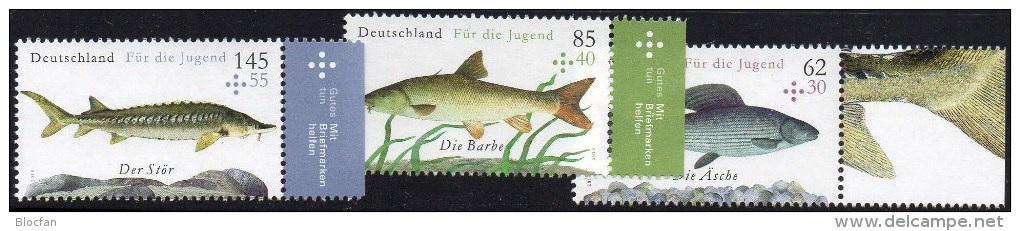 WWF Jugend Fische 2015 BRD 3169/1,3x4-Block+MH 100 ** 60€ Deutschland Äsche Barbe Stör Fish Booklet Se-tenant Bf Germany - Collections, Lots & Series