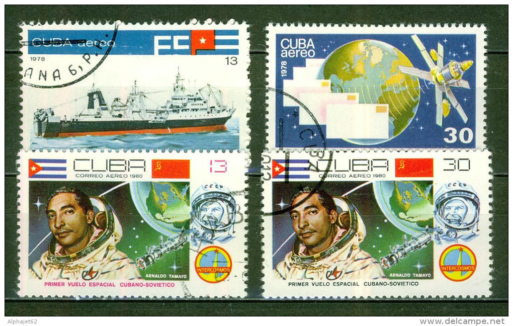 Chalutier Pèche Arrière - Satellite - CUBA - Intercosmos, Coopération Avec La Russie - N° 298-302-319-320 - 1978 - Poste Aérienne