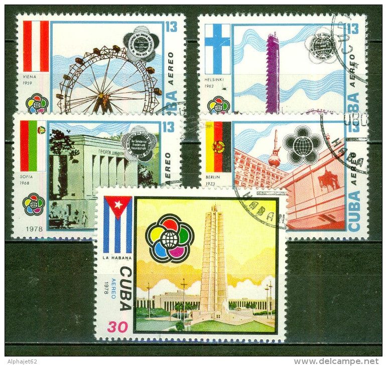 Jeunesse - CUBA - Capitales - Vienne, Prater - Helsinki - Sofia, Berlin, La Havane - N° 293-294-295-296-297 - 1978 - Poste Aérienne