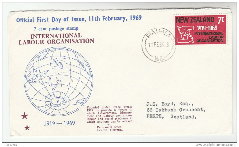 1969 Paihia NEW ZEALAND FDC Stamps ILO Cover - FDC