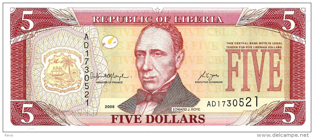 LIBERIA $5 DOLLARS RED MAN FRONT WOMAN BACK DATED 2006 UNC P.26  READ DESCRIPTION - Liberia