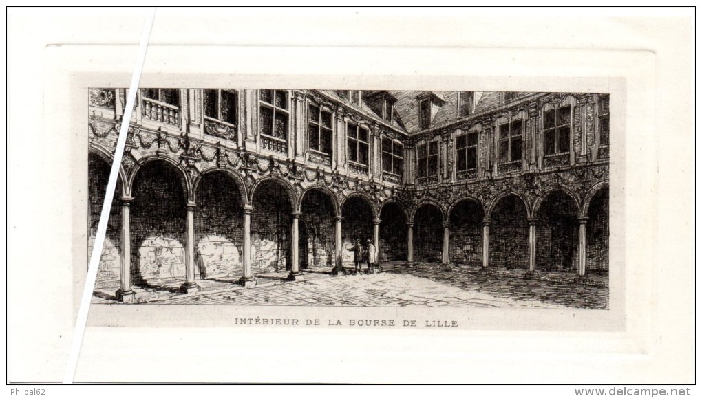 Lithographie Du 19ème S. Intérieur De La Bourse De Lille. - Lithographies