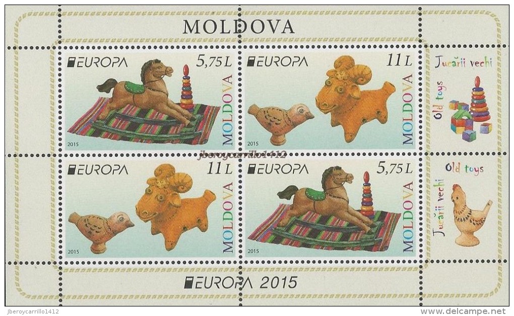 MOLDAVIA// MOLDOVA// MOLDAWIEN  -EUROPA 2015- "JUGUETES ANTIGUOS / OLD TOYS"- HOJITA BLOQUE PROCEDENTE DEL CARNET - 2015