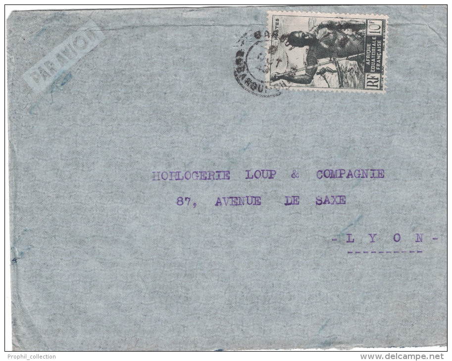 Oubangui Chari - Lettre Avion 1949 Cad BANGUI Sur Timbre Piroguier 10F Pour Lyon France - Covers & Documents