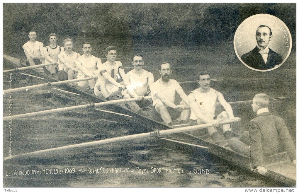 Lot Indivible De Deux Cartes  Theme De L'Aviron - Les Vainqueurs De Henley 1909 - Royal Club Nautique De Gand - Autres & Non Classés