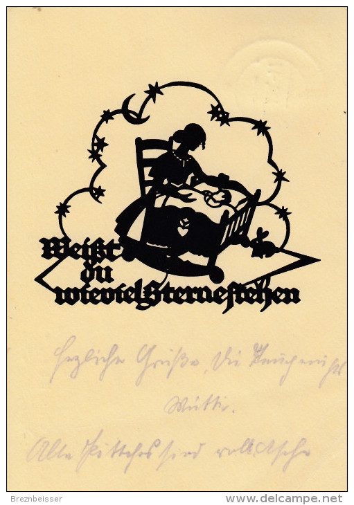 AK Scherenschnitt/Schattenbild- Weißt Du Wieviel Sterne Stehen......- Krte Gel.1938 - Silhouette - Scissor-type
