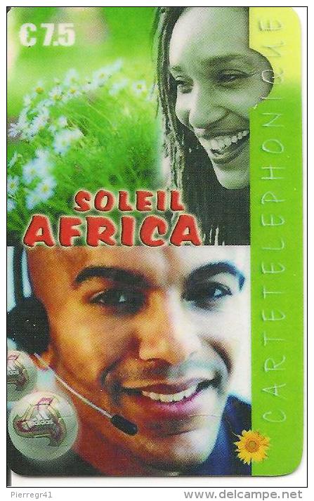 CARTE-PREPAYEE-CTD-7.5€-SOLEIL AFRICA-V° 1 N° Appels  En HAUT 1e Ligne-2 CADRES VERTS-TBE     - - Autres & Non Classés