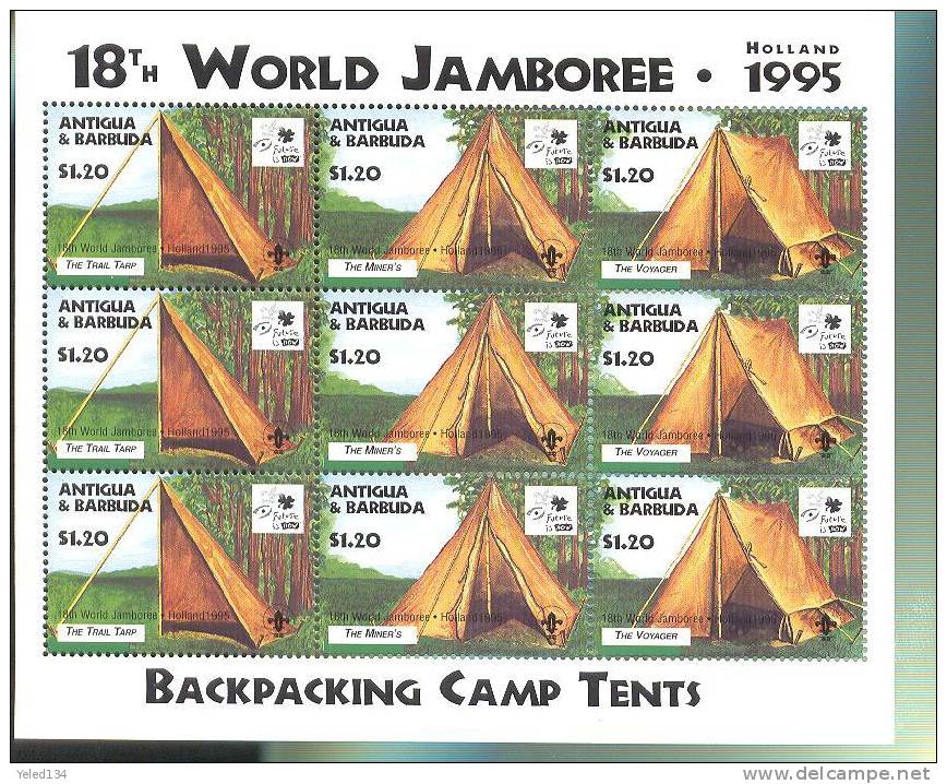 ANTIGUA & BARBUDA  1930 X 3 MINT NEVER HINGED SHEET OF 3 OF WORLD SCOUTING  JAMBOREE - Altri & Non Classificati