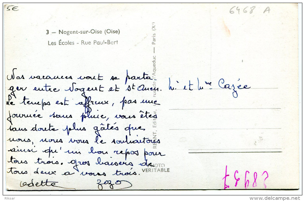 NOGENT SUR OISE(OISE) ECOLE - Nogent Sur Oise