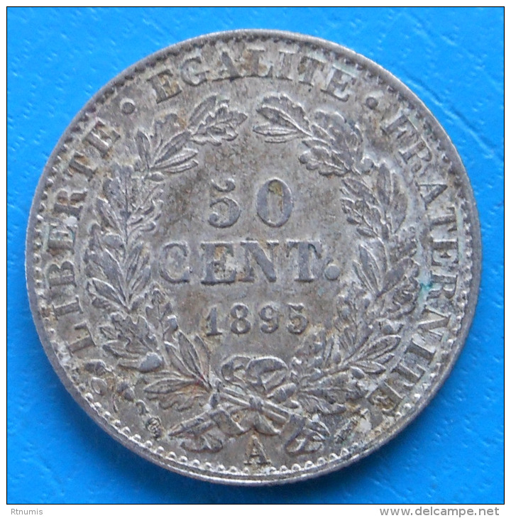 50 Centimes Cérès Argent 1895 A Cote TTB 13&euro; SUP 35&euro; - Otros & Sin Clasificación