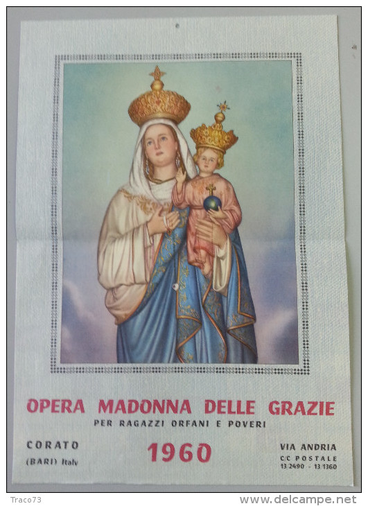 OPERA MADONNA DELLE GRAZIE E S. ANTONIO  /  CALENDARIO  ANNO 1960  _ Formato 24 X 34 Cm. - Formato Grande : 1941-60