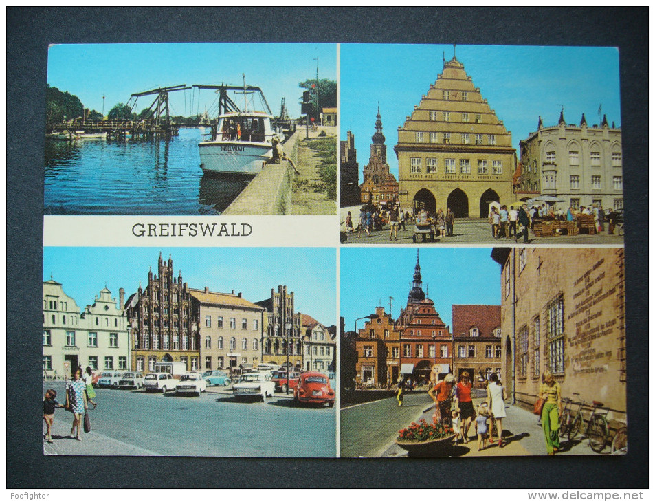 Germany DDR: GREIFSWALD - Wiecker Brücke, Rathaus, Platz Der Freundschaft, Markt - Unused - Greifswald