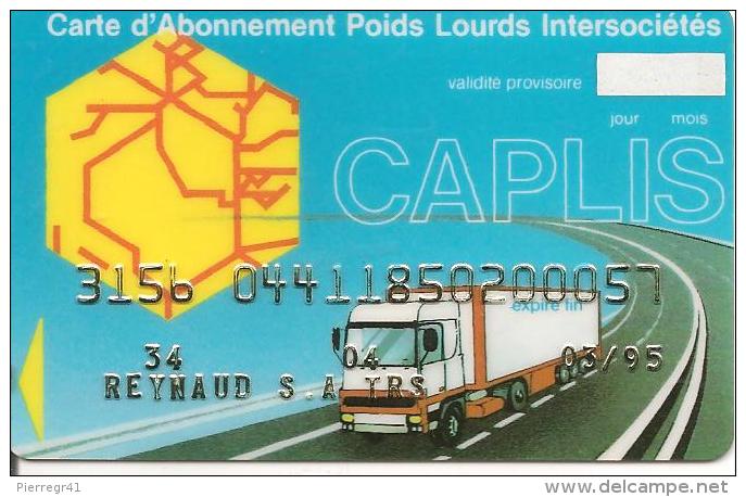 CARTE* -MAGNETIQUE-1995-ABONT POIDS LOURDS-CAPLIS-V° LOGO ASF-TBE - Autres & Non Classés