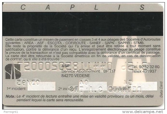 CARTE* -MAGNETIQUE-1995-ABONT POIDS LOURDS-CAPLIS-V° LOGO ASF-TBE - Autres & Non Classés