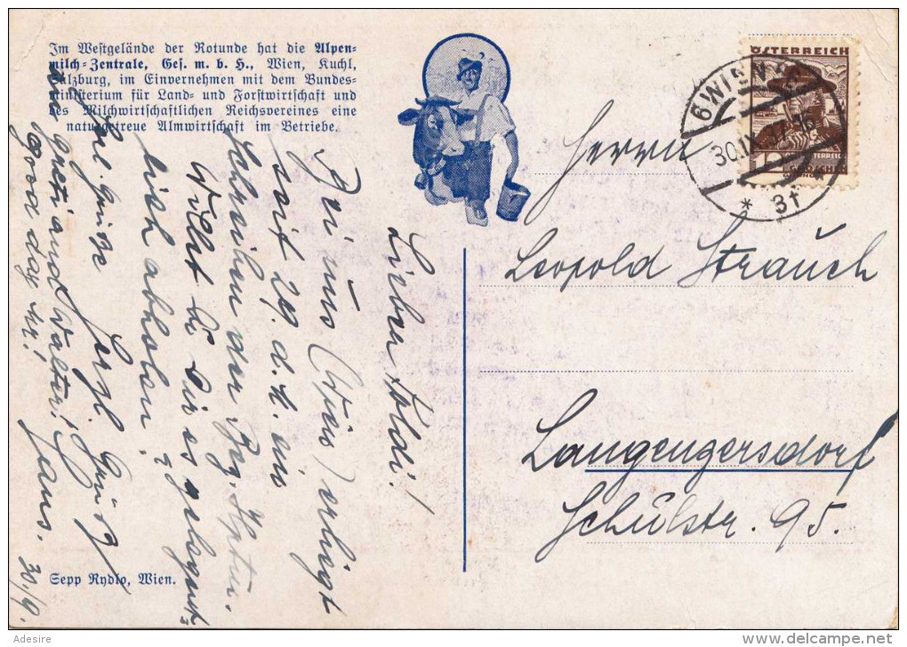 Intern. Wiener Messe - Almwirtschaft, Künstler-Werbekarte Gel.1937 - Werbepostkarten