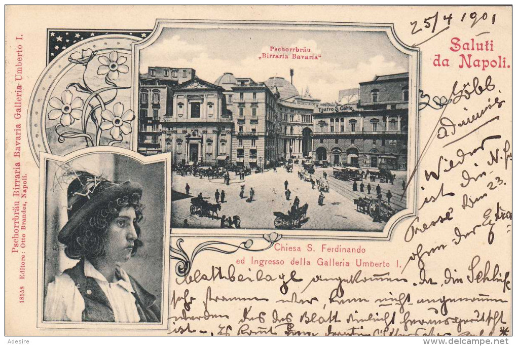 Saluti Da NAPOLI 1901 - Chiesa S. Ferdinando, Wunderschöne Seltene Litho Gel.v. Napoli N.Wien - Napoli (Neapel)