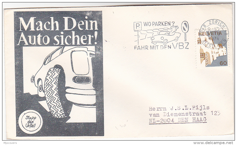 1974 SWITZERLAND ROAD SAFETY EVENT COVER Illus CAR BREAKING  Stamps - Covers & Documents