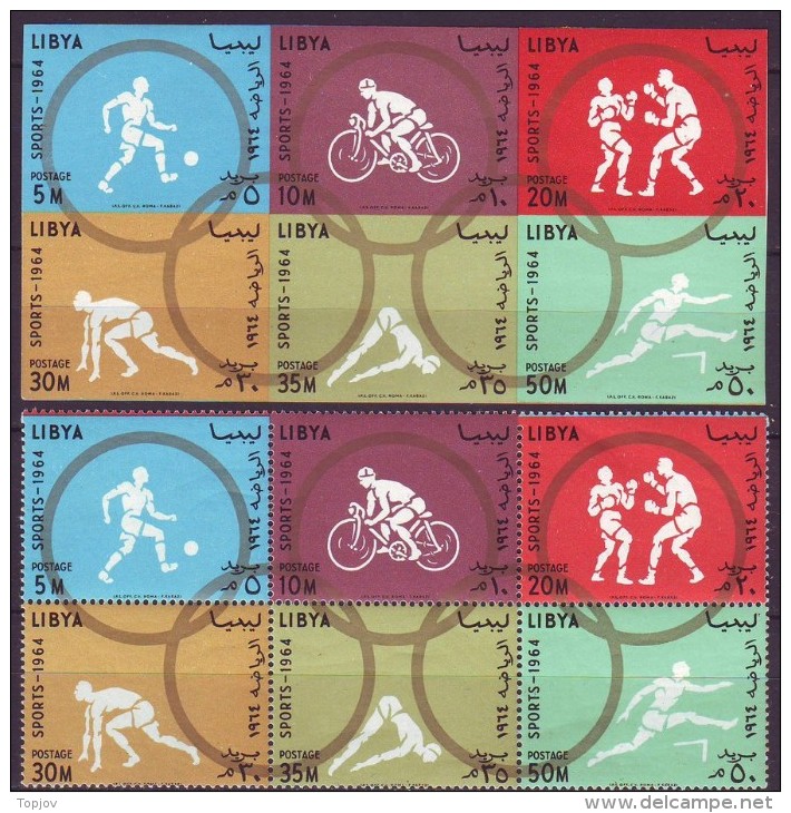 LIBIA  - OLYMPIC  SET + BL   - SWIMING - GYMNASTICS - CYCLING - BOX - FOOTBALL - 1964 - **MNH - Wielrennen