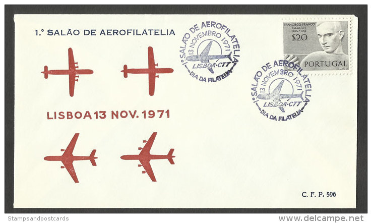 Portugal Cachet Commémoratif  Expo Philatelique Aerophilatelie Lisbonne 1971 Event Postmark Airmail Philatelic Expo - Flammes & Oblitérations
