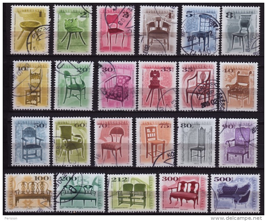 2000-2011 - Hungary - ANTIQUE FURNITURE - Chair - LOT (used) - Used Stamps