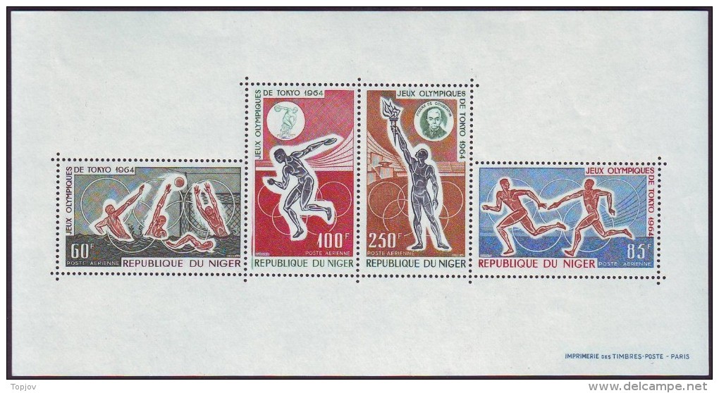 NIGER  - OLYMPIC  SET + BL  - WATER POLO - TORCH - DISCOBOLUS - **MNH - 1964 - Wasserball