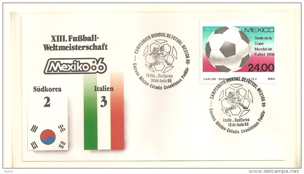 Soccer Football Mexico Korea FDC - 1986 – Mexiko