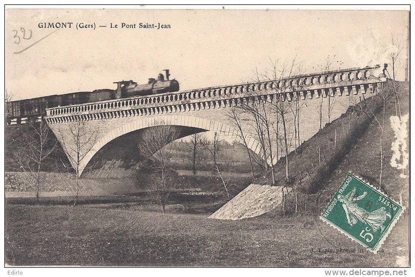 GIMONT Le Pont Saint Jean Et Locomotive - Pelurage - Autres & Non Classés