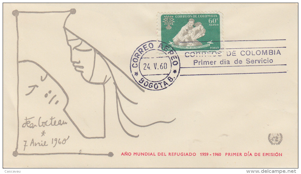 Enveloppe   1er  Jour     COLOMBIE    Année  Mondiale  Du   Réfugié  1960 - Colombie