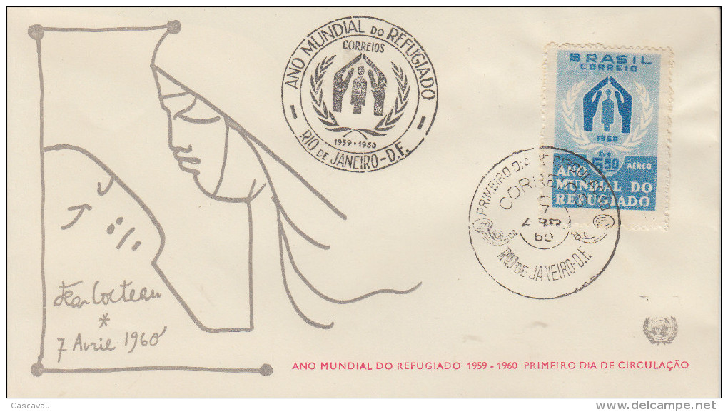 Enveloppe   1er  Jour    BRESIL    Année  Mondiale  Du   Réfugié  1960 - FDC